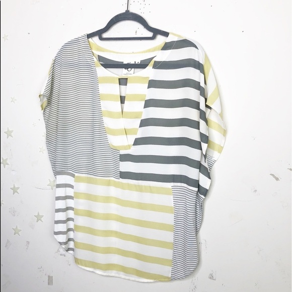 ONE September Anthropologie striped color block blouse - Picture 8 of 9